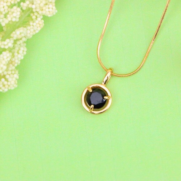 "Round Black Pendant with Gold Finish – Elegant Statement Jewelry Piece,XPPT1706 - Picture 2 of 13